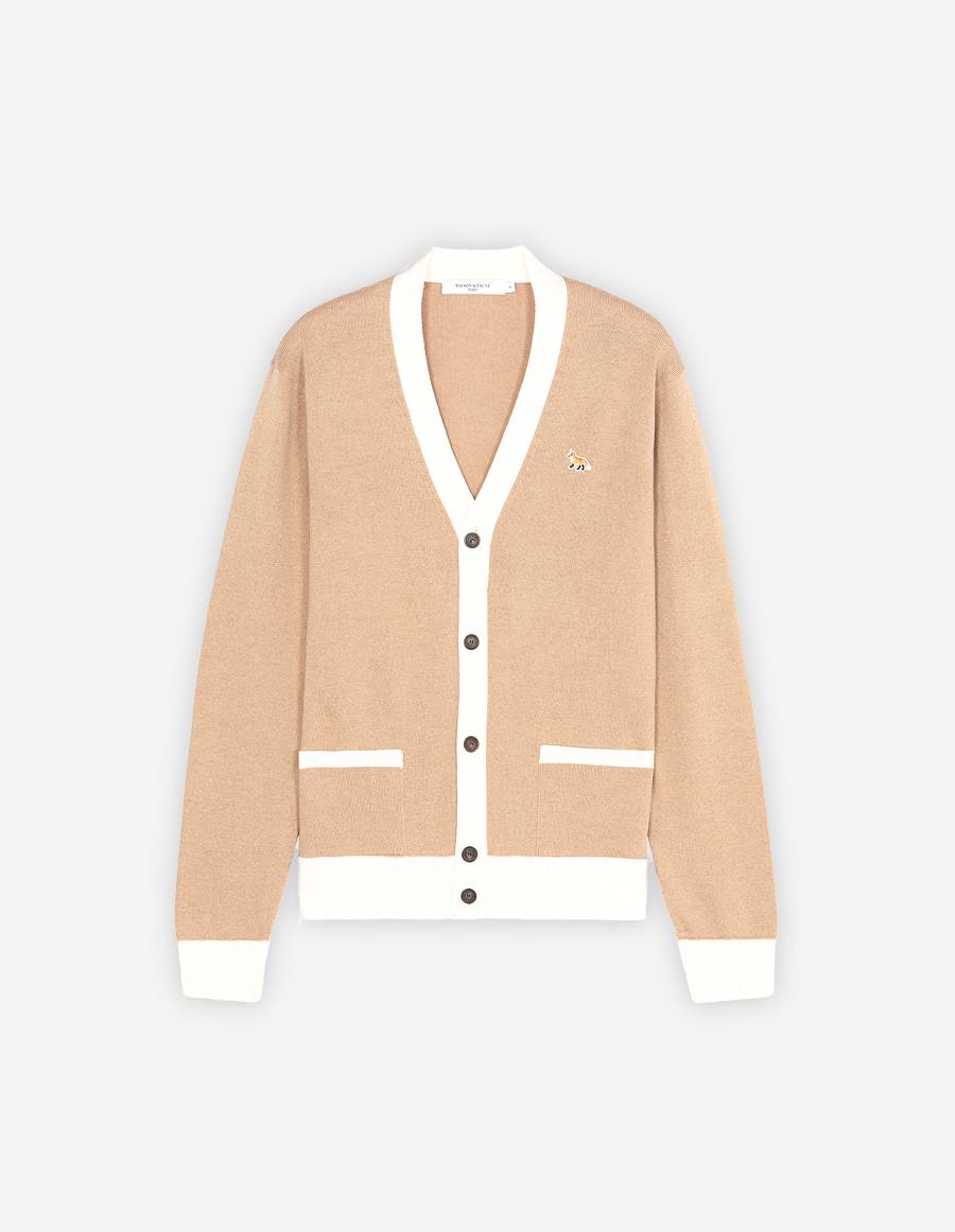 Beige Men\'s Maison Kitsune Baby Fox Patch Bi-color Classic Cardigan | AU-B0258