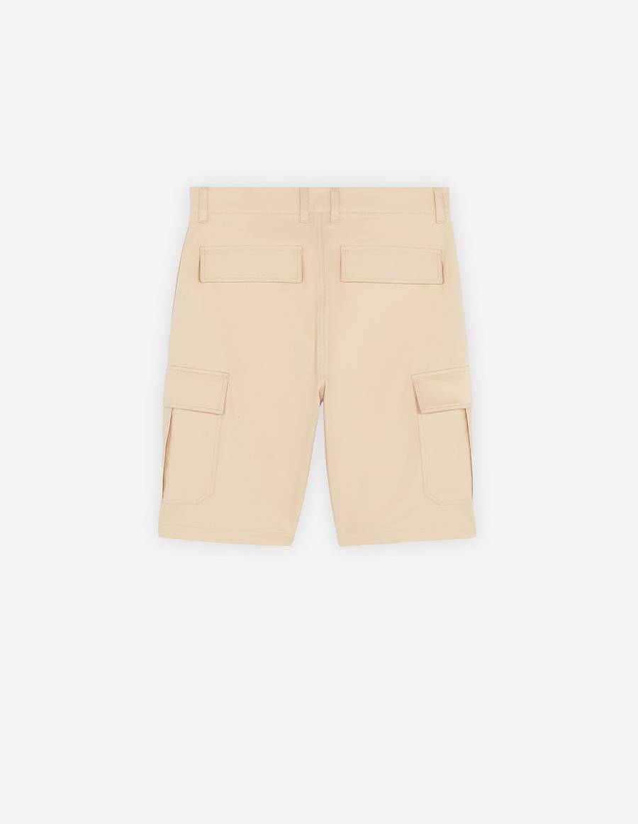 Beige Men's Maison Kitsune Cafe Army Shorts | AU-S0826