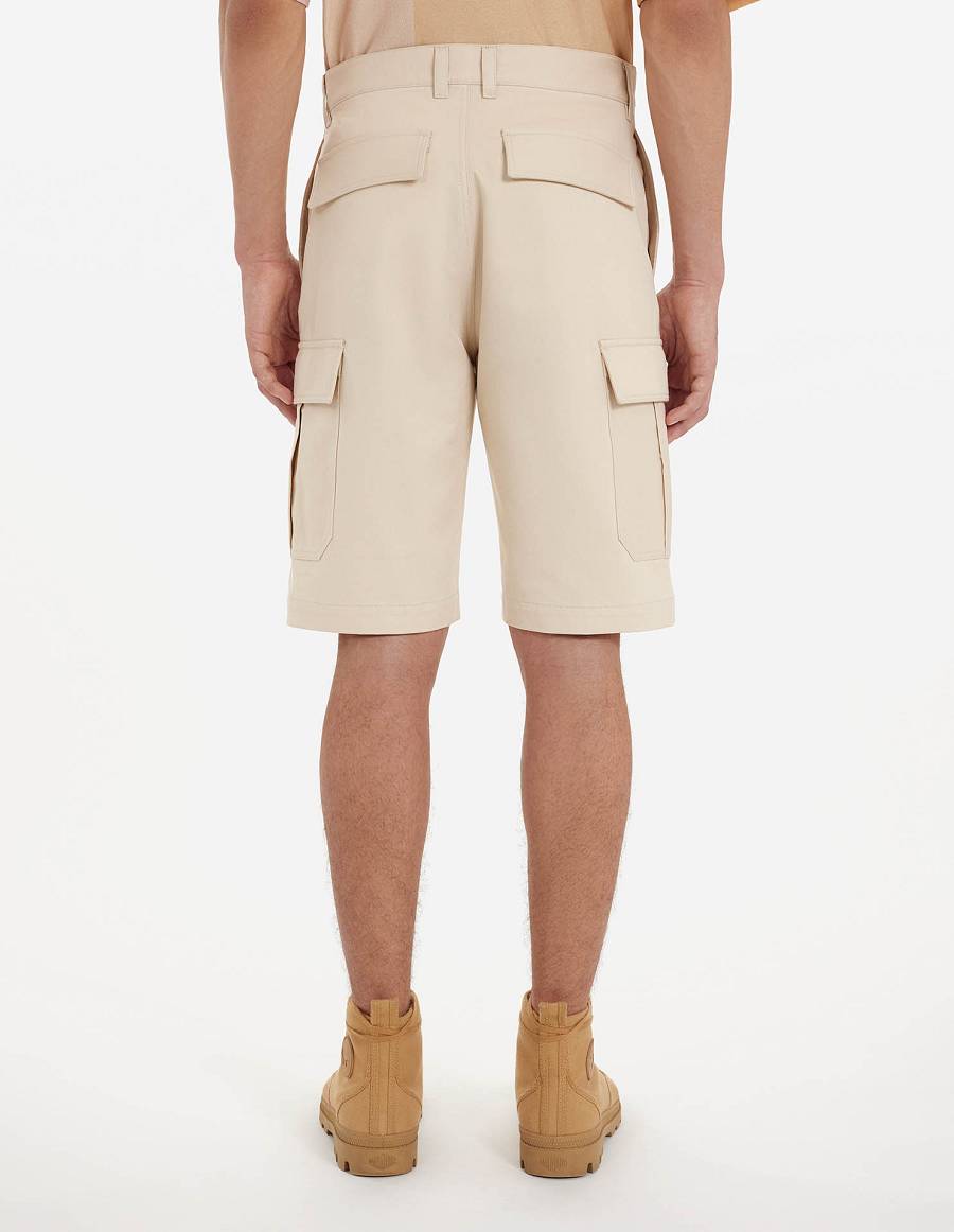 Beige Men's Maison Kitsune Cafe Army Shorts | AU-S0826