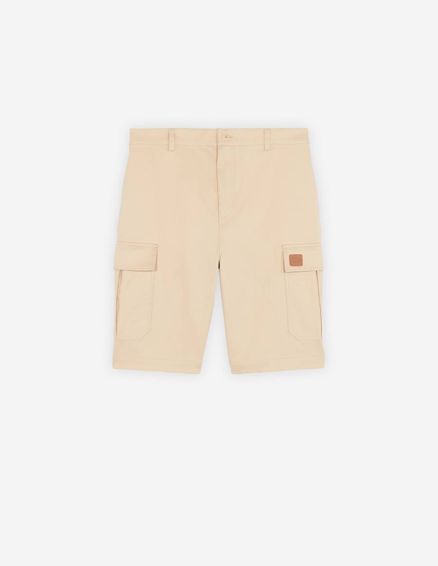 Beige Men\'s Maison Kitsune Cafe Army Shorts | AU-S0826