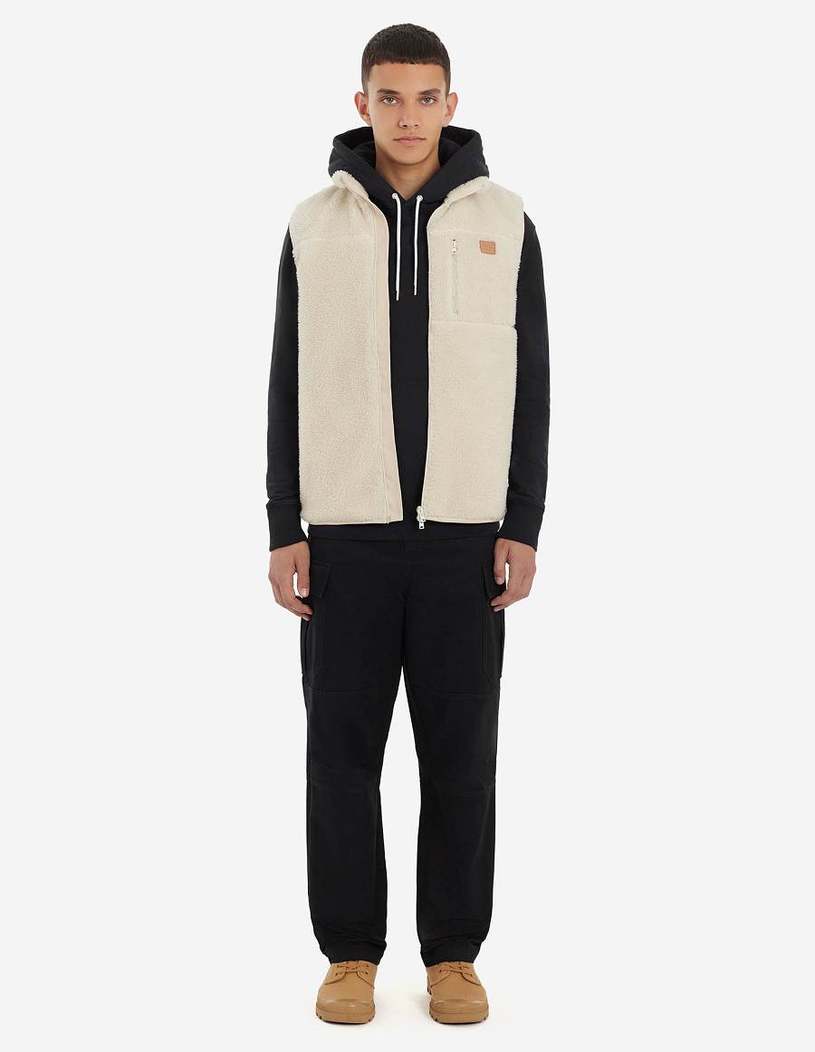 Beige Men's Maison Kitsune Cafe Fleece Jackets | AU-E0584