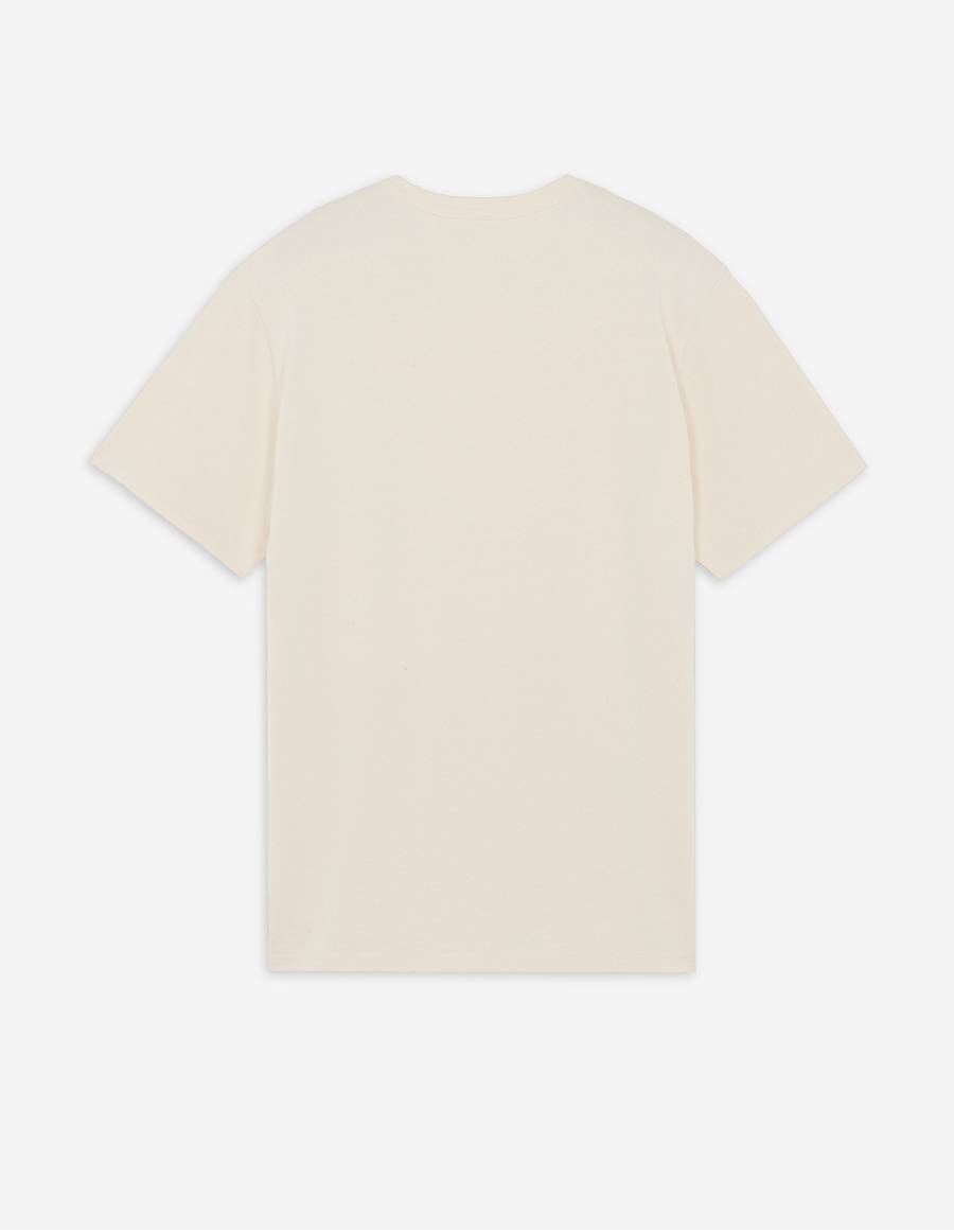 Beige Men's Maison Kitsune Cafe Kitsune Classic Pocket T Shirts | AU-H0453