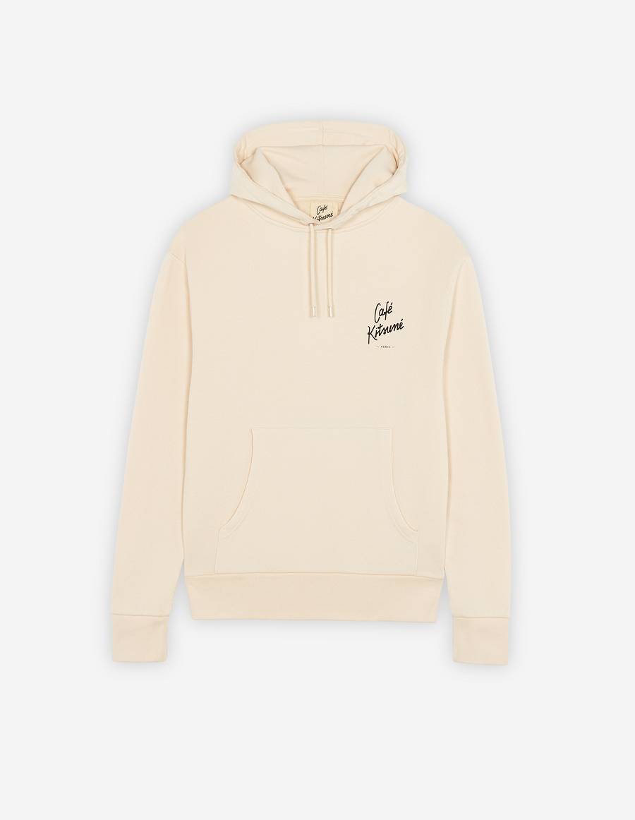 Beige Men\'s Maison Kitsune Cafe Kitsune New Hoodies | AU-H221