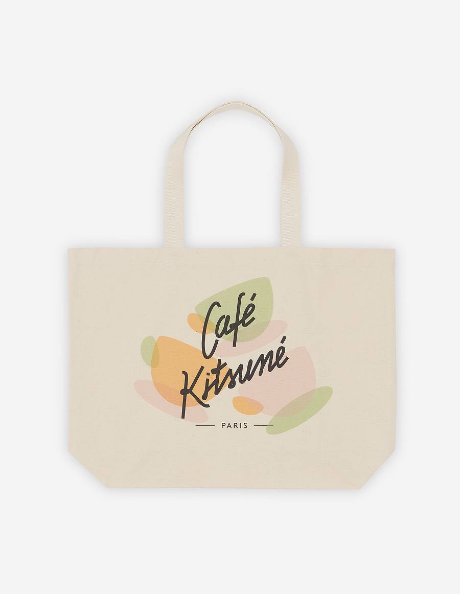 Beige Men\'s Maison Kitsune Cup Cafe Kitsune Tote Bags | AU-M950