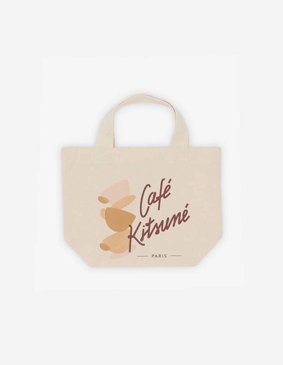 Beige Men\'s Maison Kitsune Cup Cafe Kitsune Mini Tote Bags | AU-O1566