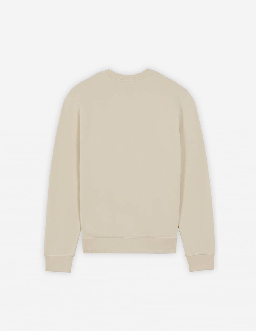 Beige Men's Maison Kitsune Fox Cafe Kitsune Classic Sweatshirts | AU-Q0583