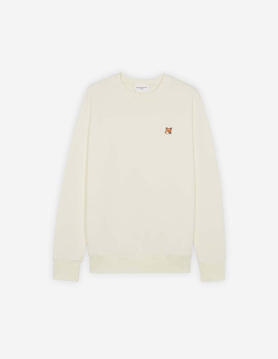 Beige Men\'s Maison Kitsune Fox Head Patch Classic Sweatshirts | AU-Y0266