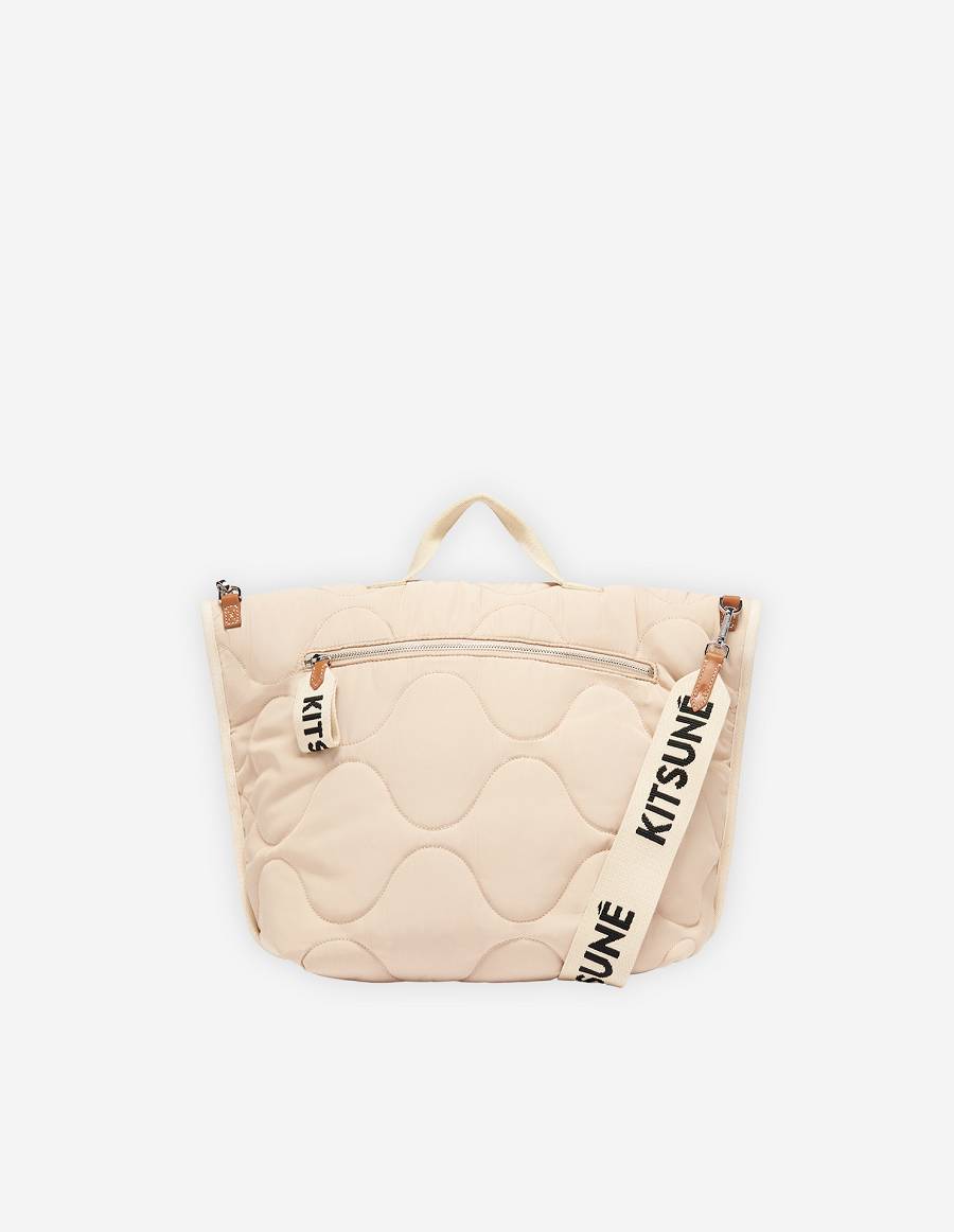 Beige Men's Maison Kitsune Nylon Quilted Bags | AU-K0882