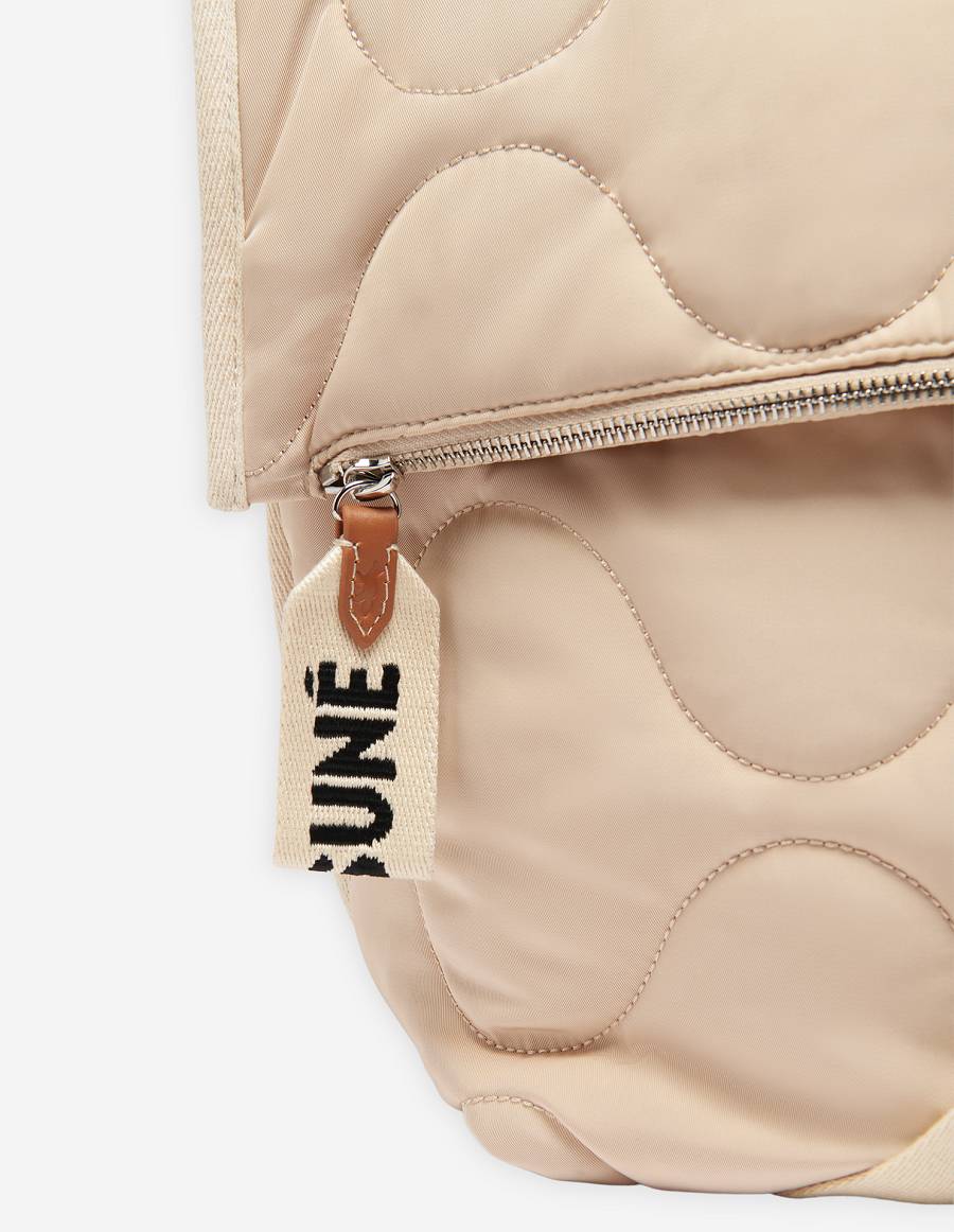 Beige Men's Maison Kitsune Nylon Quilted Bags | AU-K0882