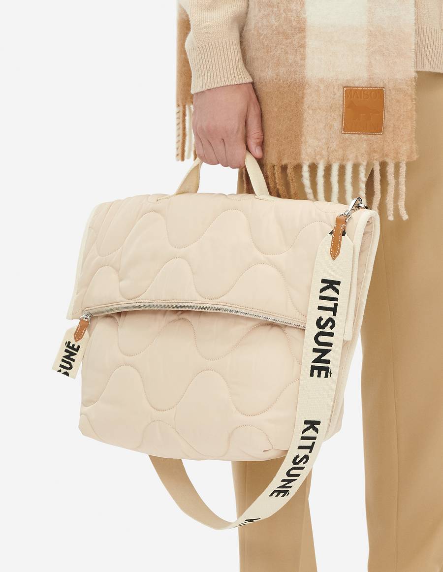 Beige Men's Maison Kitsune Nylon Quilted Bags | AU-K0882