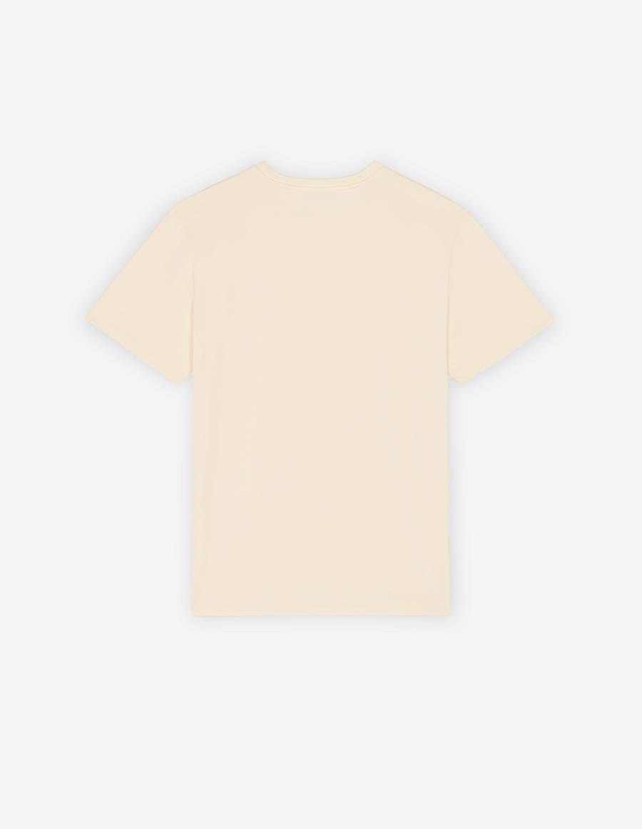 Beige Men's Maison Kitsune Paris Embroidery Relaxed T Shirts | AU-H0685