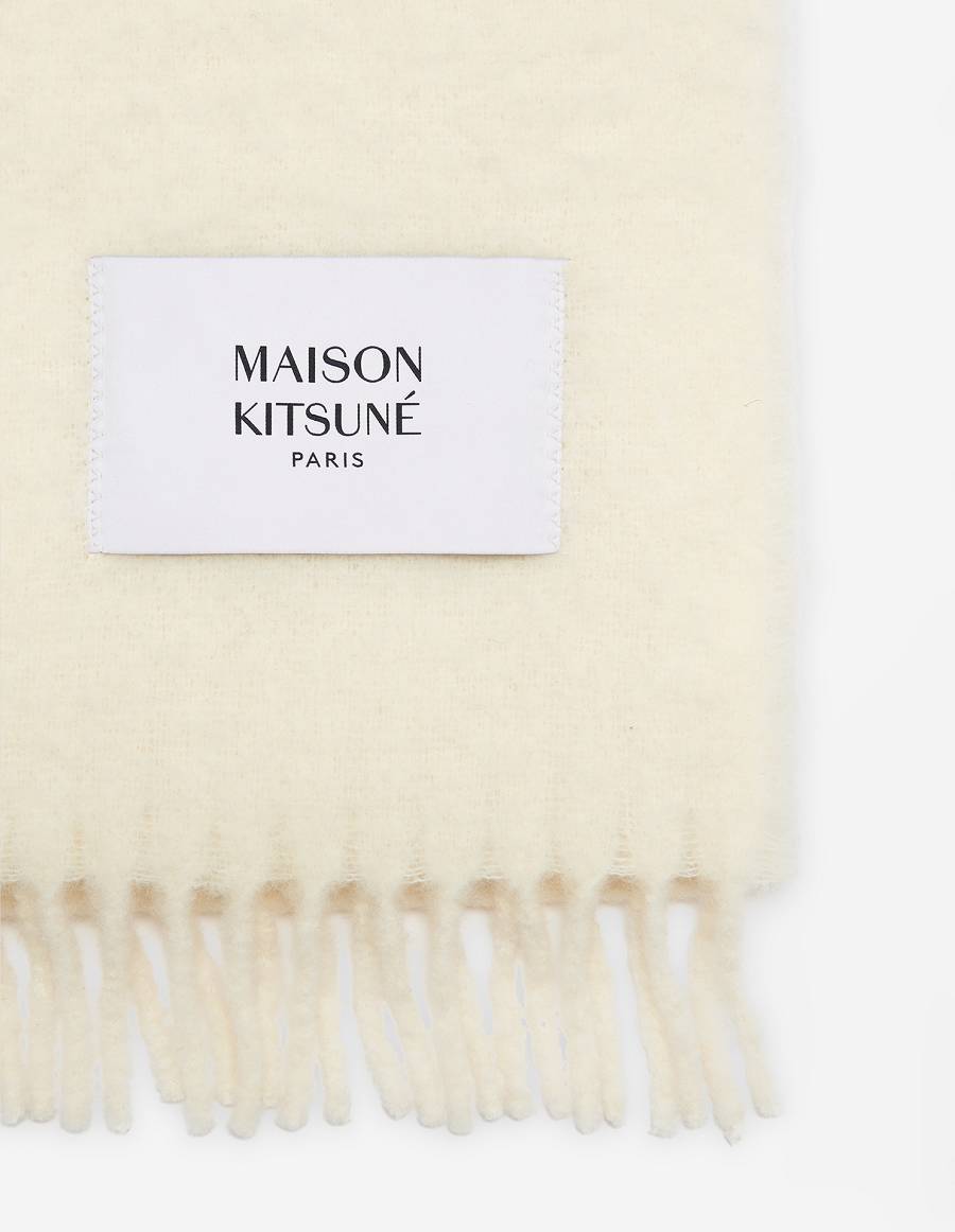 Beige Men's Maison Kitsune Plain Fringed Scarf | AU-G0104