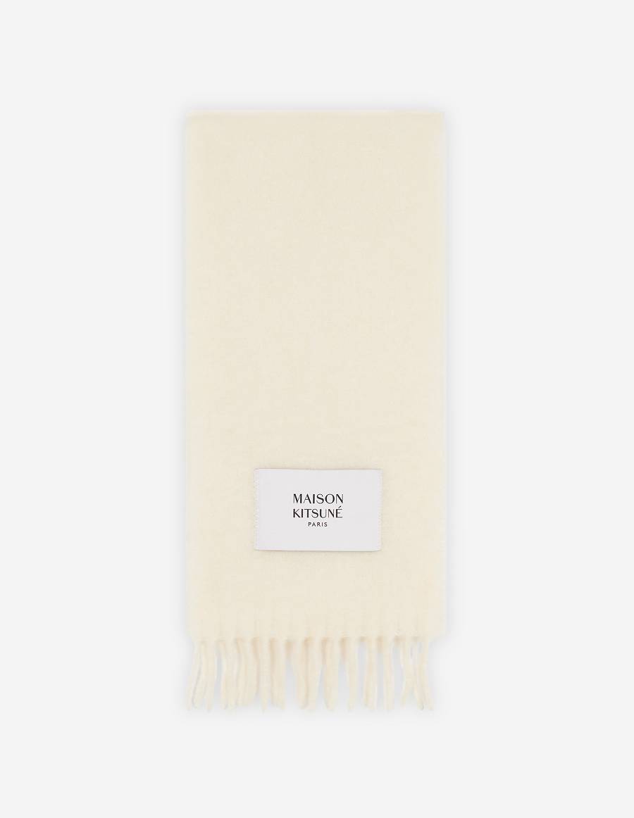 Beige Men\'s Maison Kitsune Plain Fringed Scarf | AU-G0104