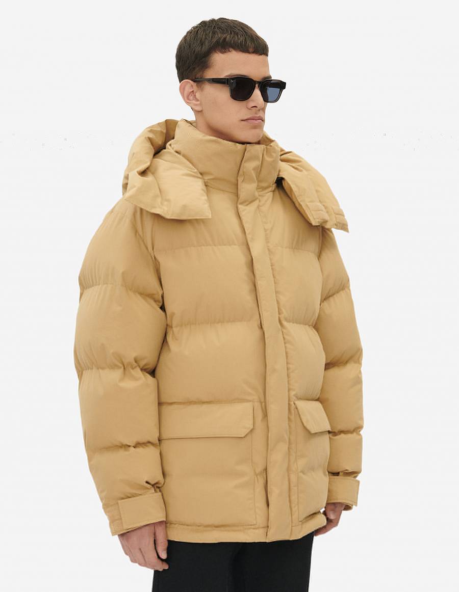 Beige Men's Maison Kitsune Puffer Jackets | AU-G0269