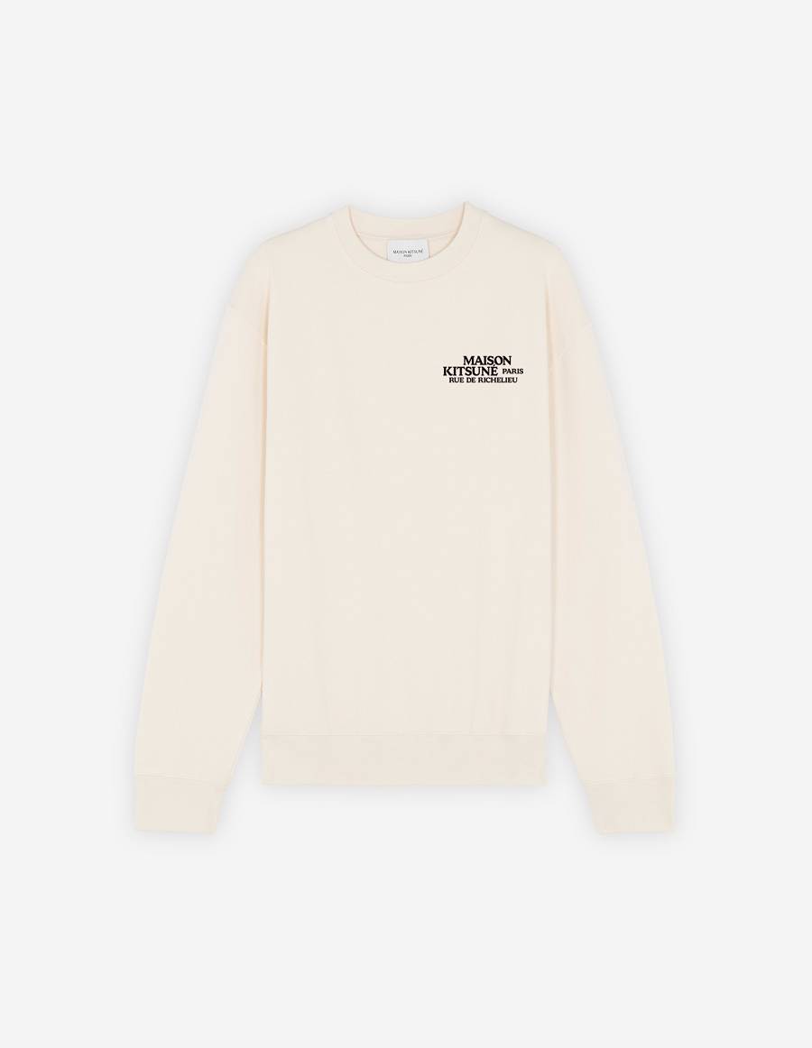 Beige Men\'s Maison Kitsune Rue De Richelieu Relaxed Sweatshirts | AU-C0811