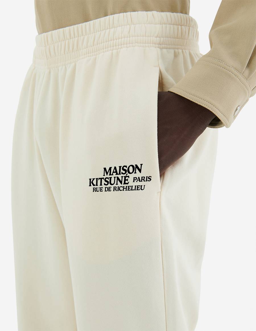 Beige Men's Maison Kitsune Rue De Richelieu Regular Jog Pants | AU-W0716