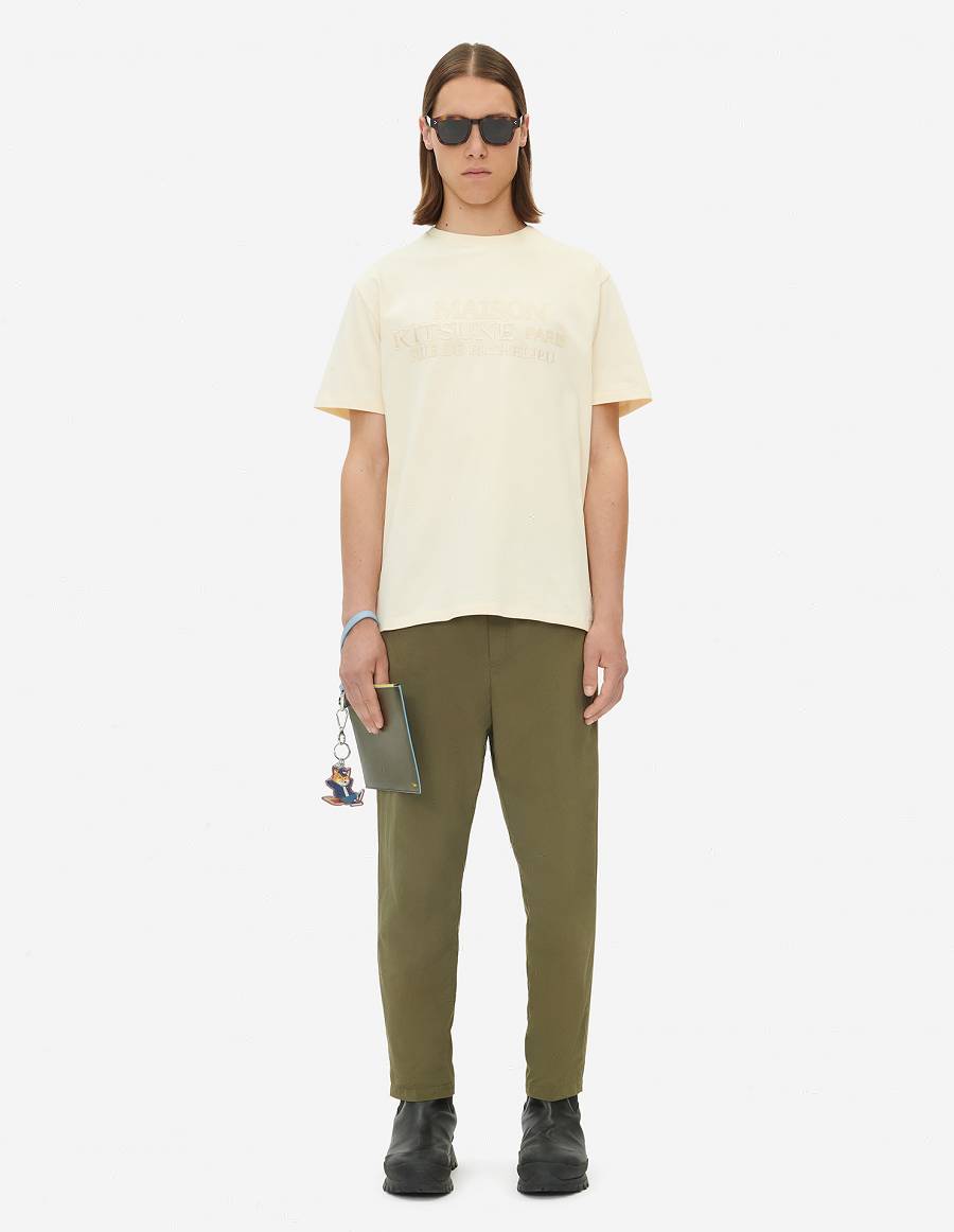 Beige Men's Maison Kitsune Rue Richelieu Relaxed T Shirts | AU-F0335