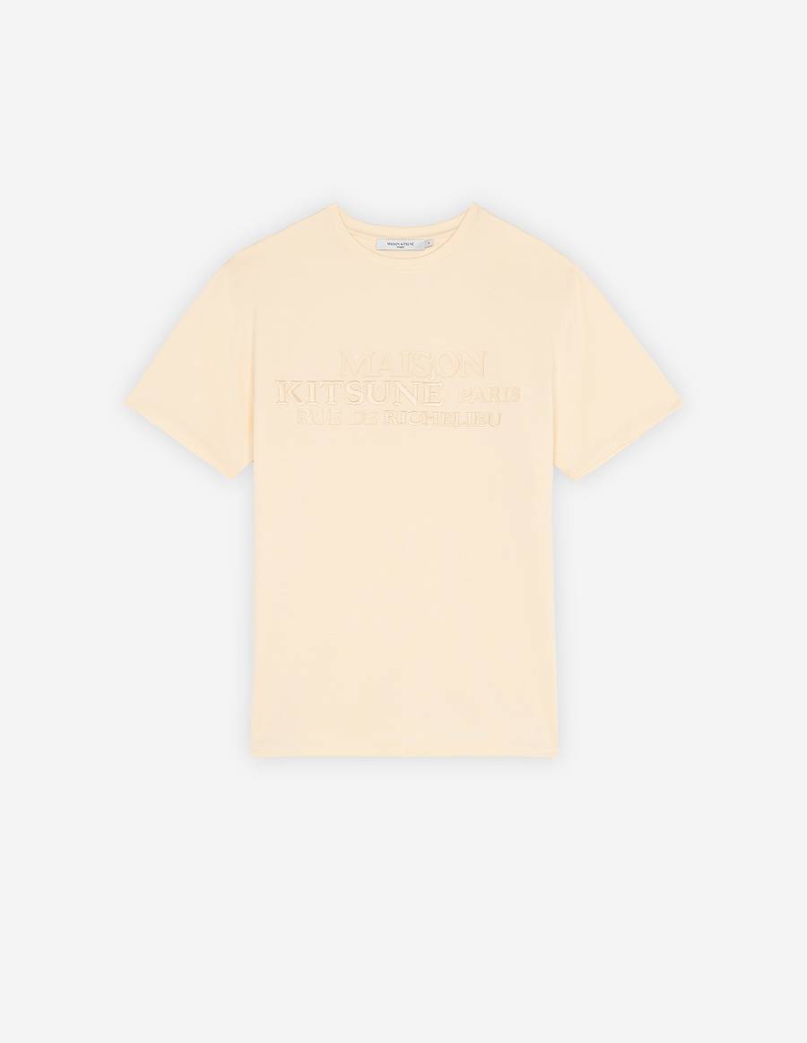 Beige Men\'s Maison Kitsune Rue Richelieu Relaxed T Shirts | AU-F0335