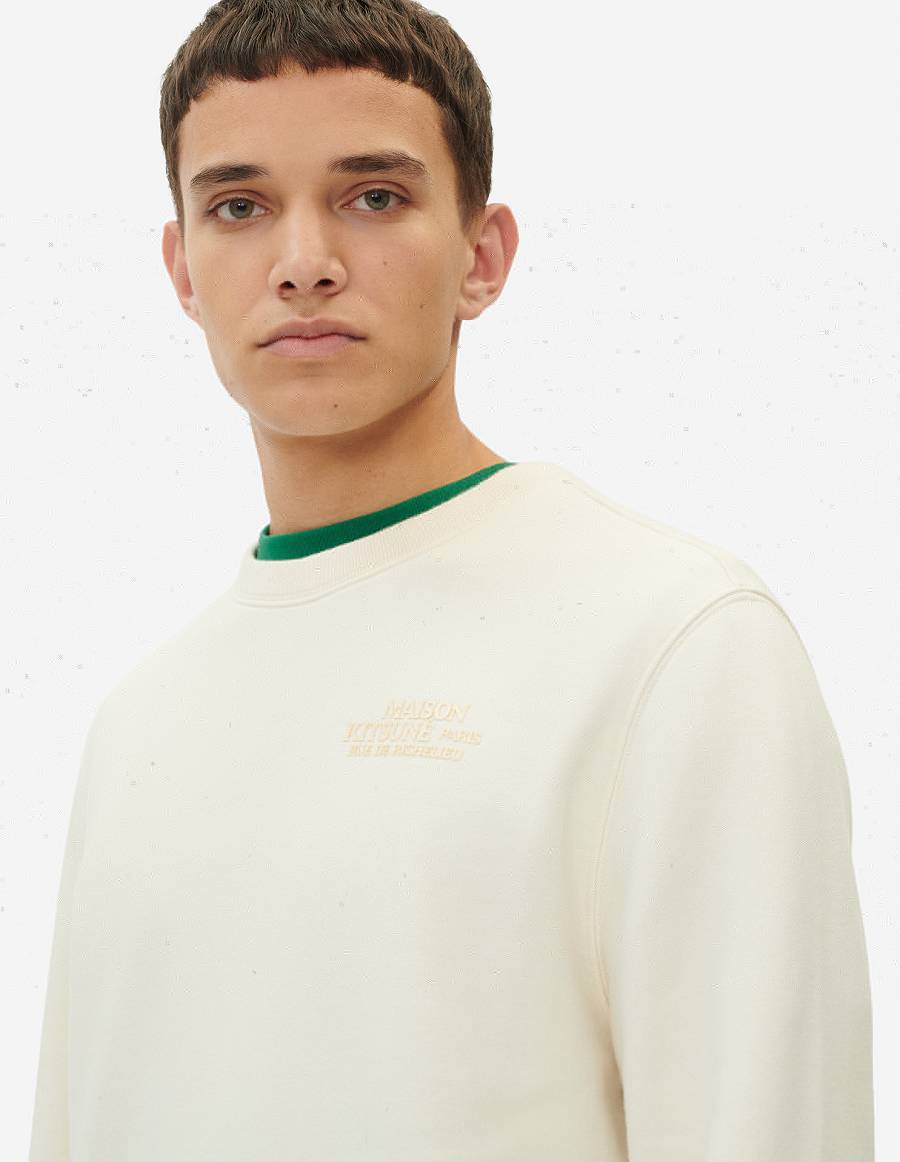 Beige Men's Maison Kitsune Rue Richelieu Regular Sweatshirts | AU-M0286