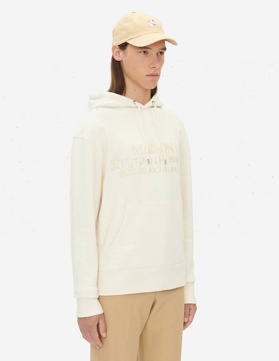 Beige Men's Maison Kitsune Rue Richelieu Classic Hoodies | AU-Q0311