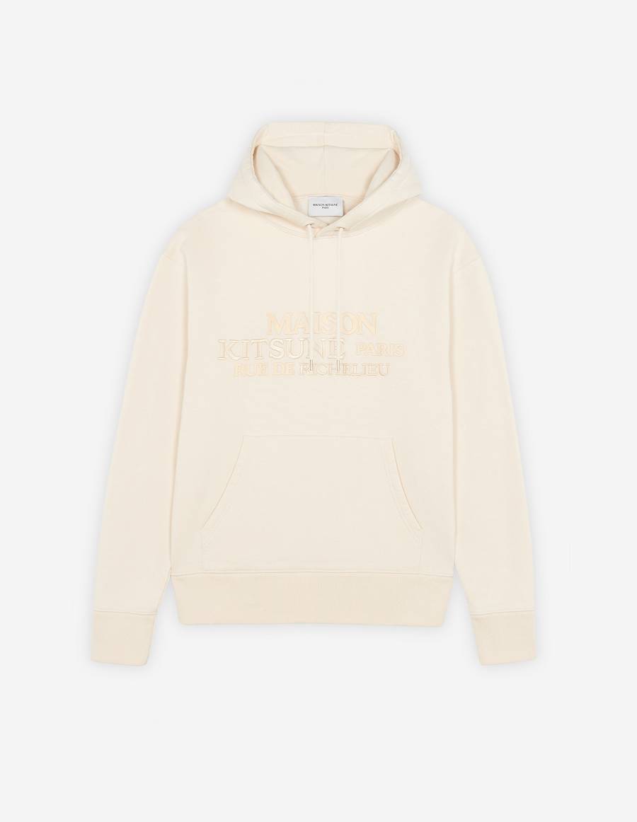 Beige Men\'s Maison Kitsune Rue Richelieu Classic Hoodies | AU-Q0311