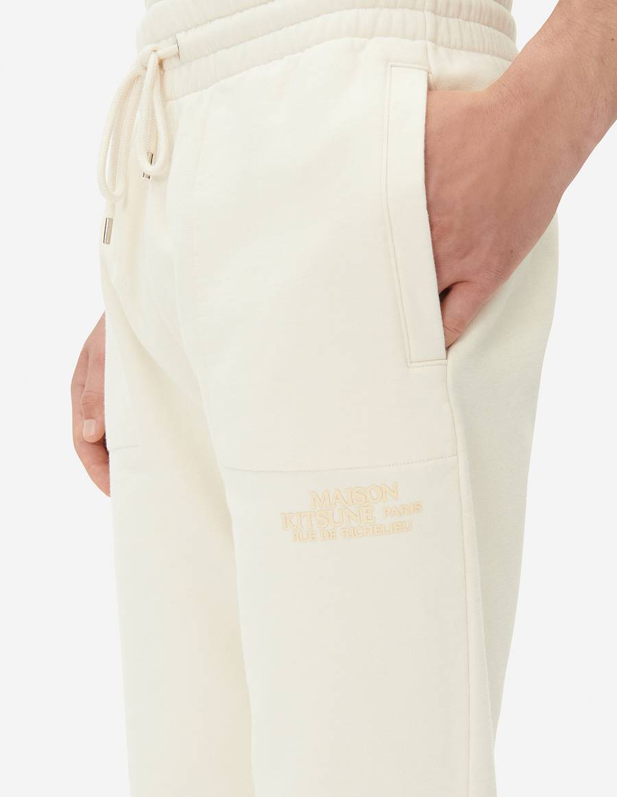 Beige Men's Maison Kitsune Rue Richelieu Drawsting Regular Jog Pants | AU-S0880