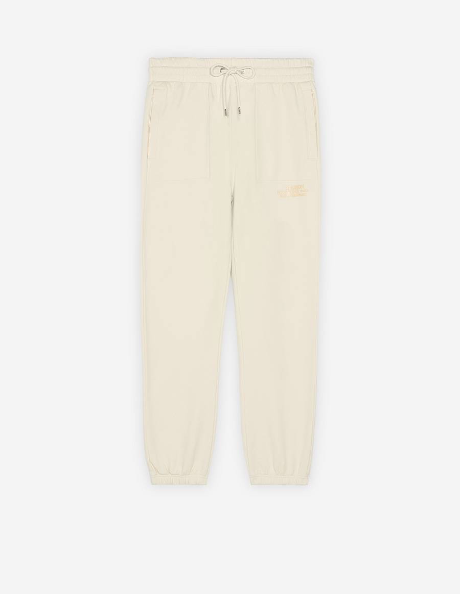 Beige Men\'s Maison Kitsune Rue Richelieu Drawsting Regular Jog Pants | AU-S0880