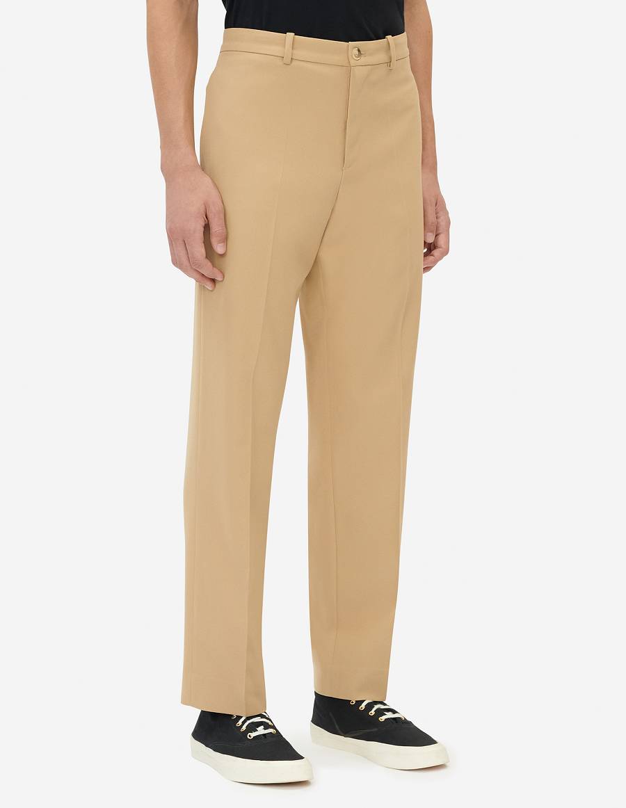 Beige Men's Maison Kitsune Suit Pants | AU-X0319