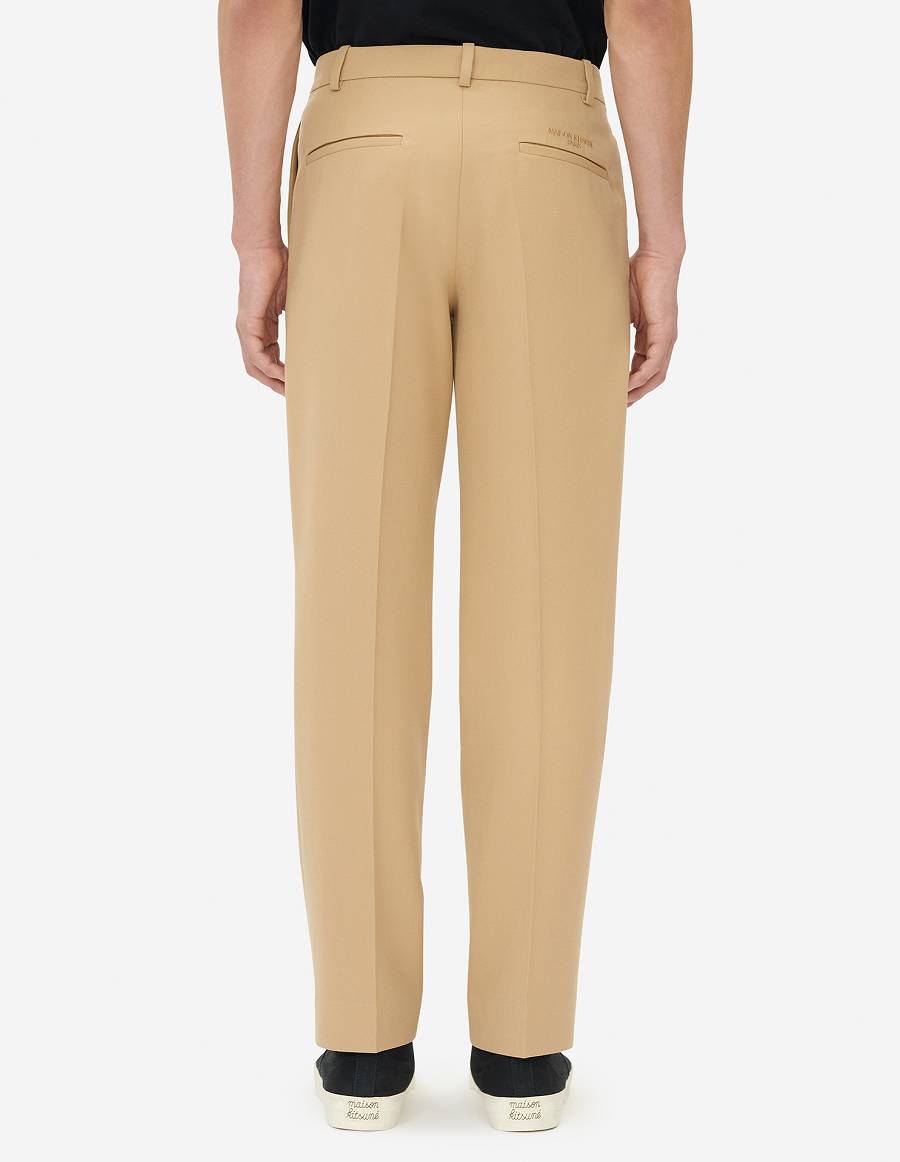 Beige Men's Maison Kitsune Suit Pants | AU-X0319