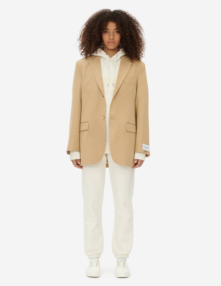 Beige Men's Maison Kitsune Two Buttons Jackets | AU-Y0730