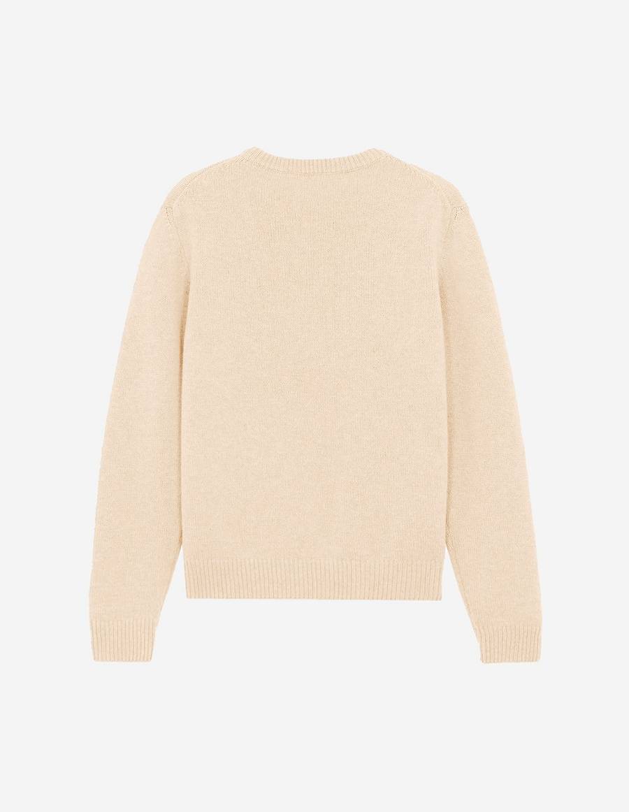 Beige Women's Maison Kitsune Big Fox Head Sweaters | AU-G0965