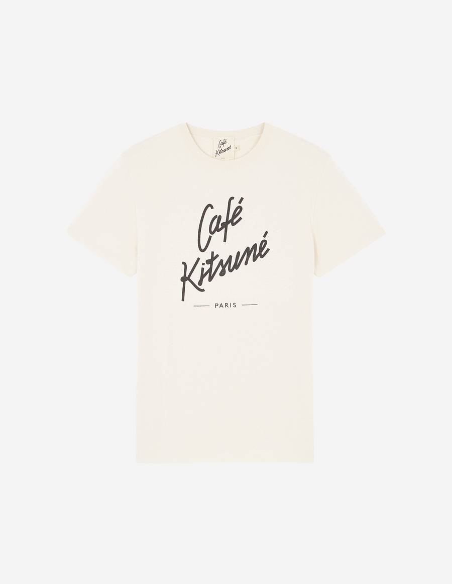 Beige Women\'s Maison Kitsune Cafe Kitsune T Shirts | AU-F0857