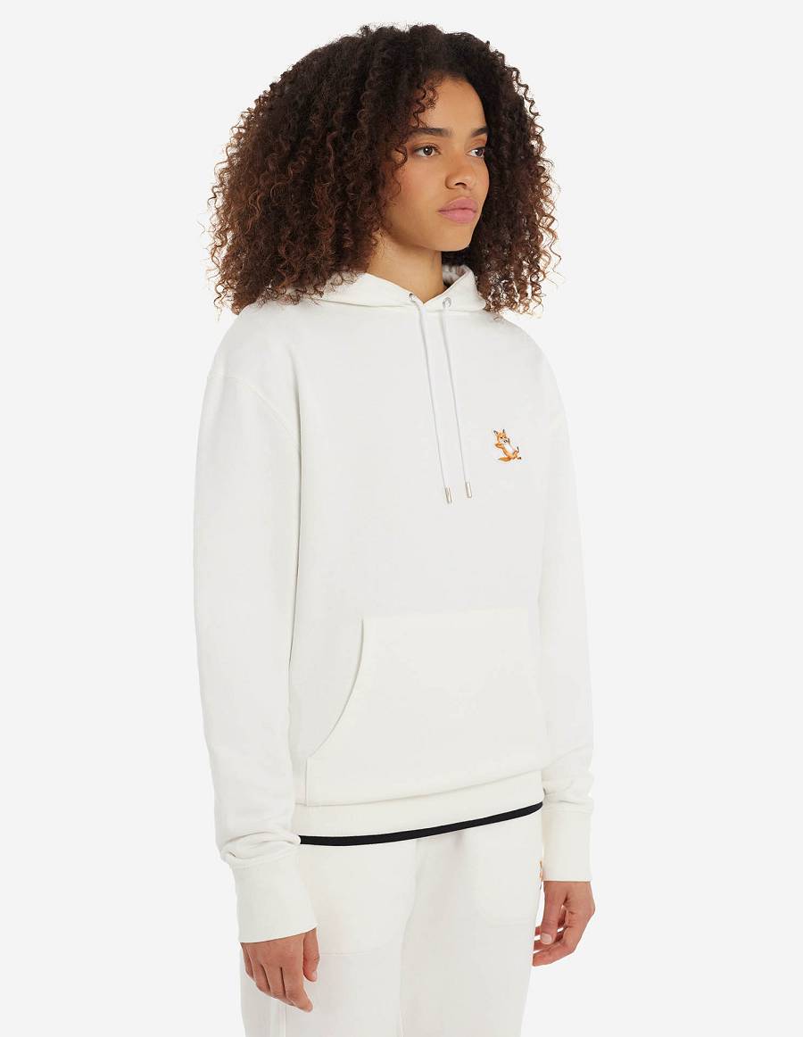 Beige Women's Maison Kitsune Chillax Fox Patch Classic Hoodies | AU-F0538