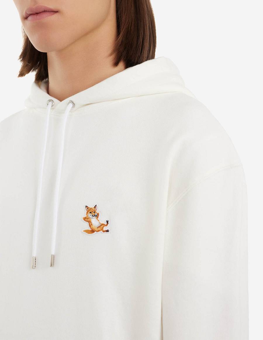 Beige Women's Maison Kitsune Chillax Fox Patch Classic Hoodies | AU-F0538