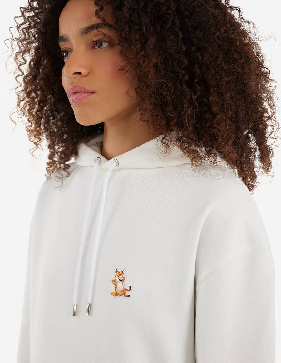 Beige Women's Maison Kitsune Chillax Fox Patch Classic Hoodies | AU-F0538