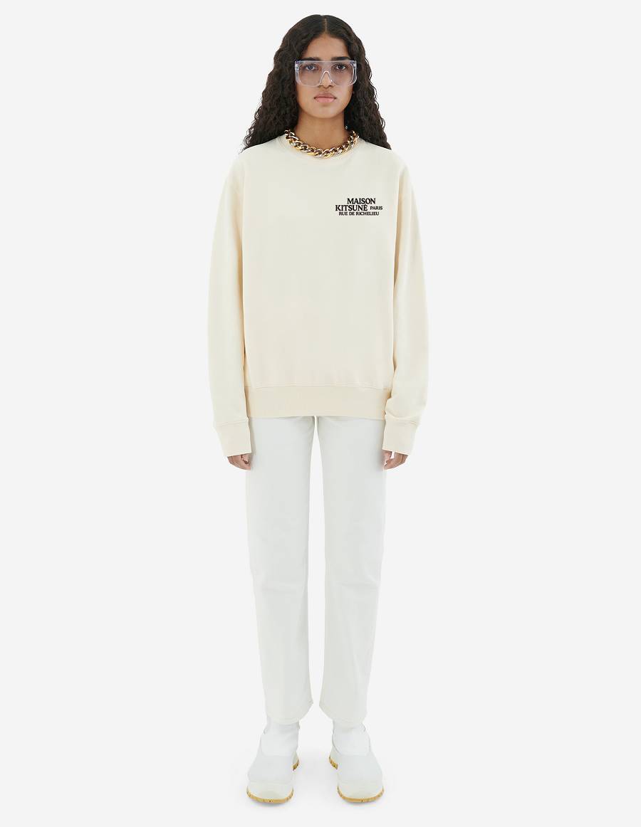 Beige Women's Maison Kitsune Rue De Richelieu Relaxed Sweatshirts | AU-S0M30