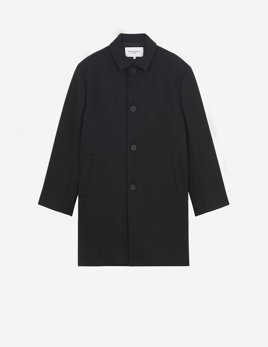 Black Men\'s Maison Kitsune Bill Coats | AU-S0299