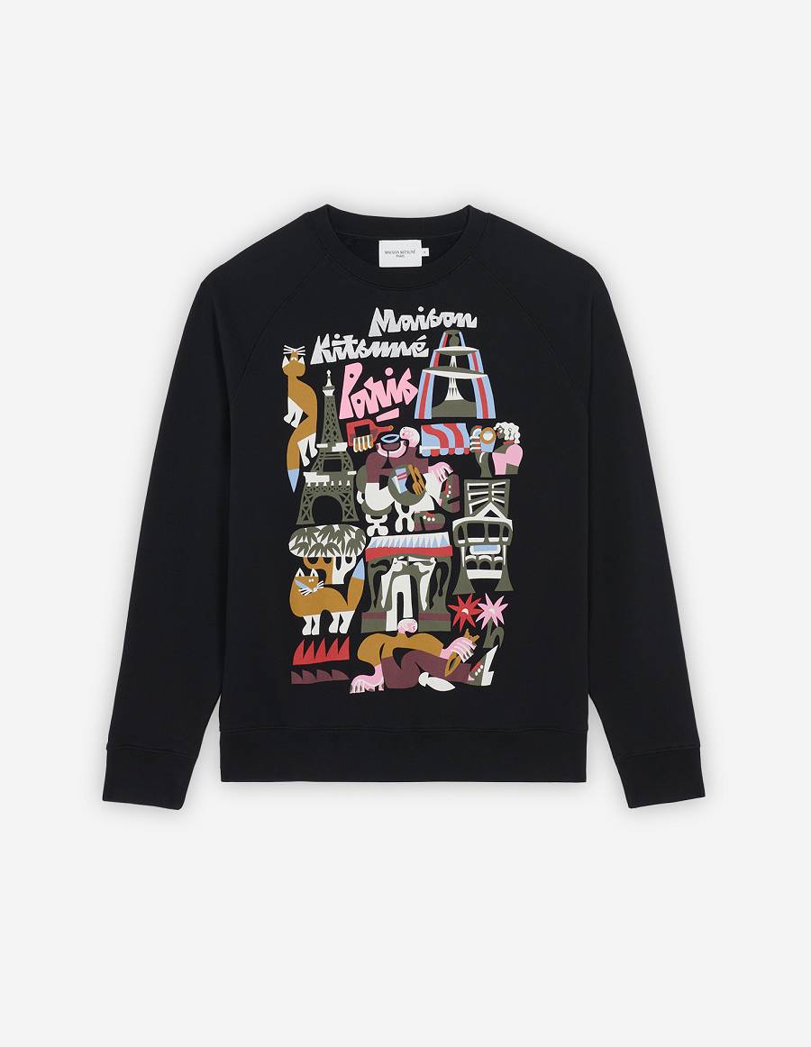 Black Men\'s Maison Kitsune Bill Rebholz Paris Clean Sweatshirts | AU-G0559