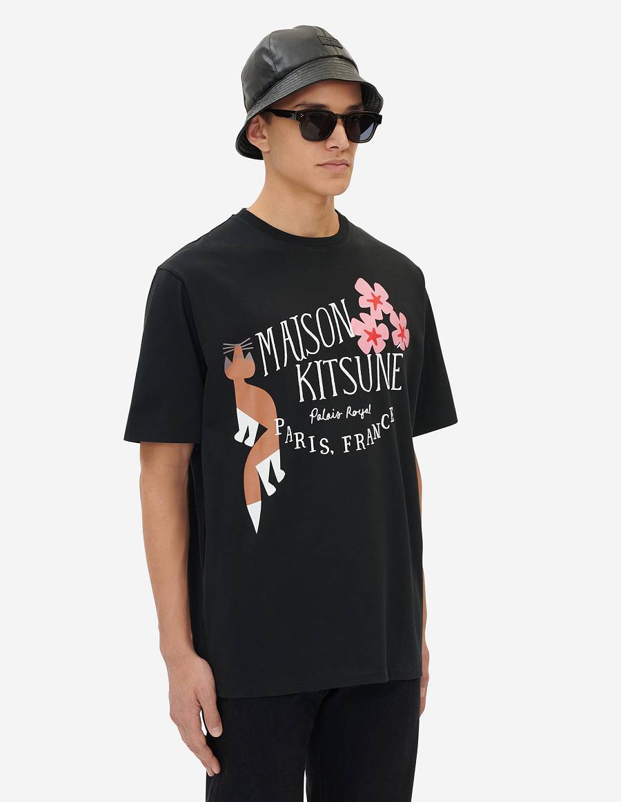 Black Men's Maison Kitsune Bill Rebholz Palais Royal Easy T Shirts | AU-G0800