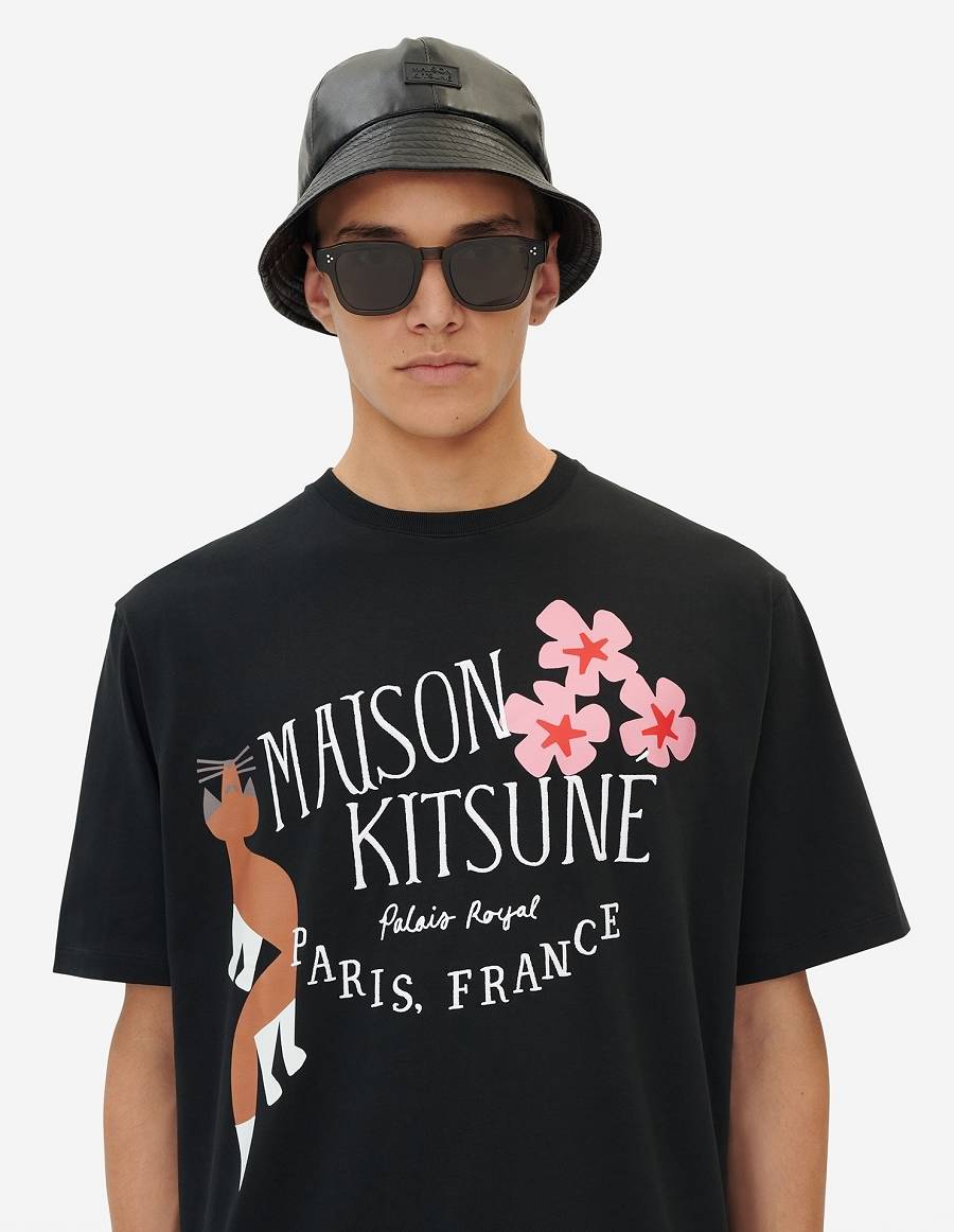 Black Men's Maison Kitsune Bill Rebholz Palais Royal Easy T Shirts | AU-G0800