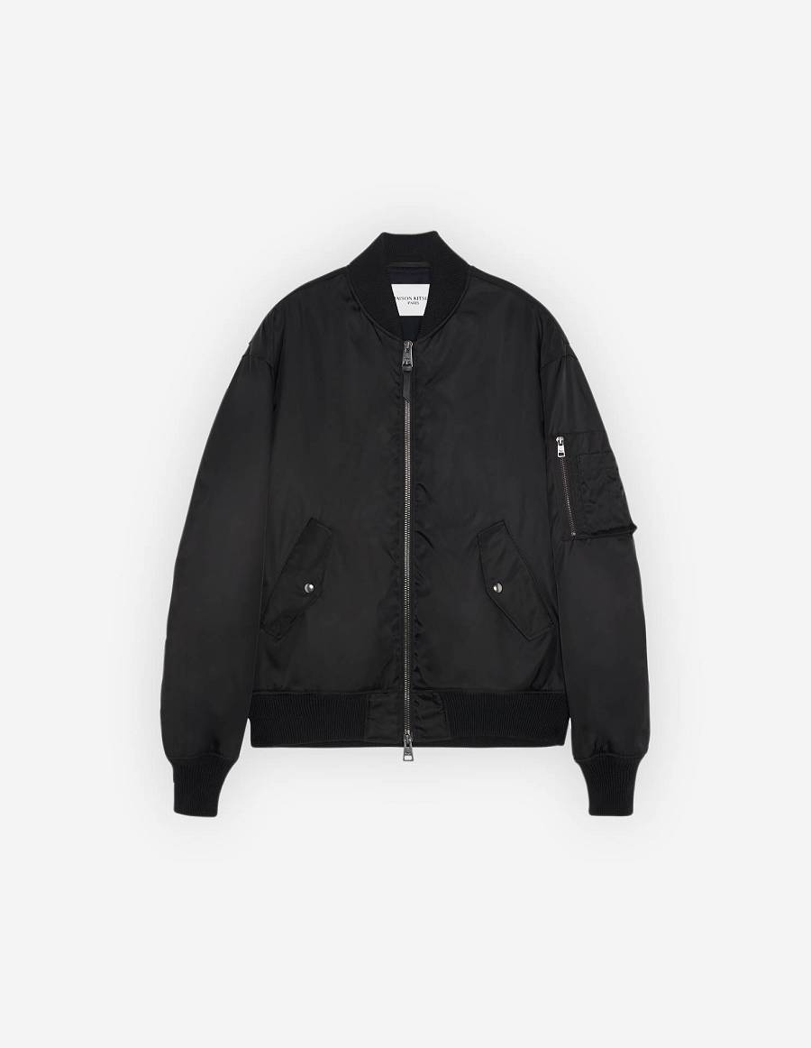 Black Men\'s Maison Kitsune Bomber Jackets | AU-C0231