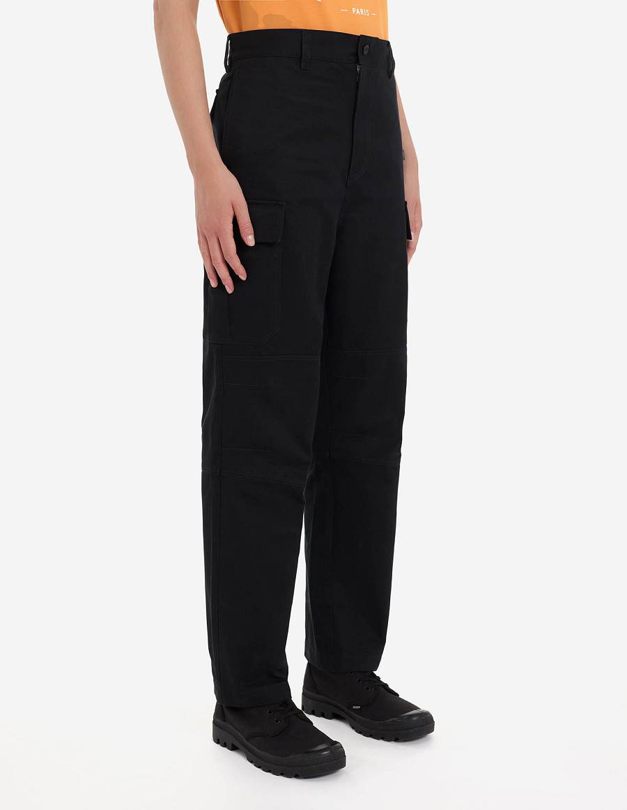 Black Men's Maison Kitsune Cafe Army Pants | AU-Y0179