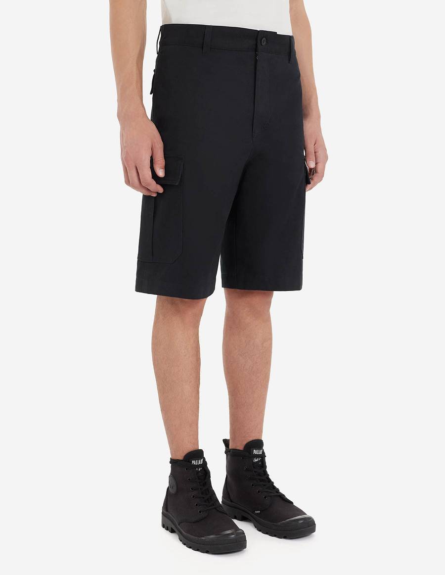 Black Men's Maison Kitsune Cafe Army Shorts | AU-X0145