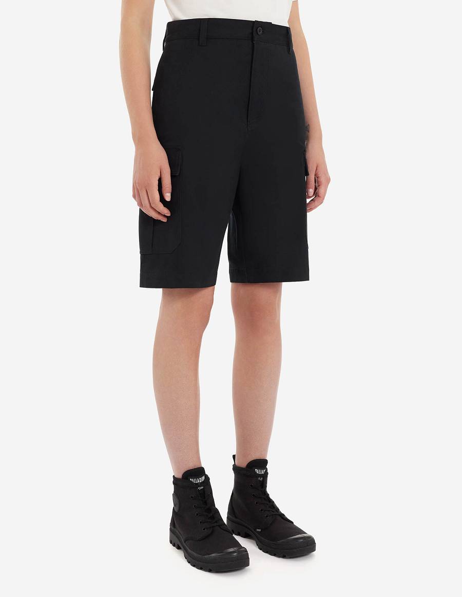 Black Men's Maison Kitsune Cafe Army Shorts | AU-X0145