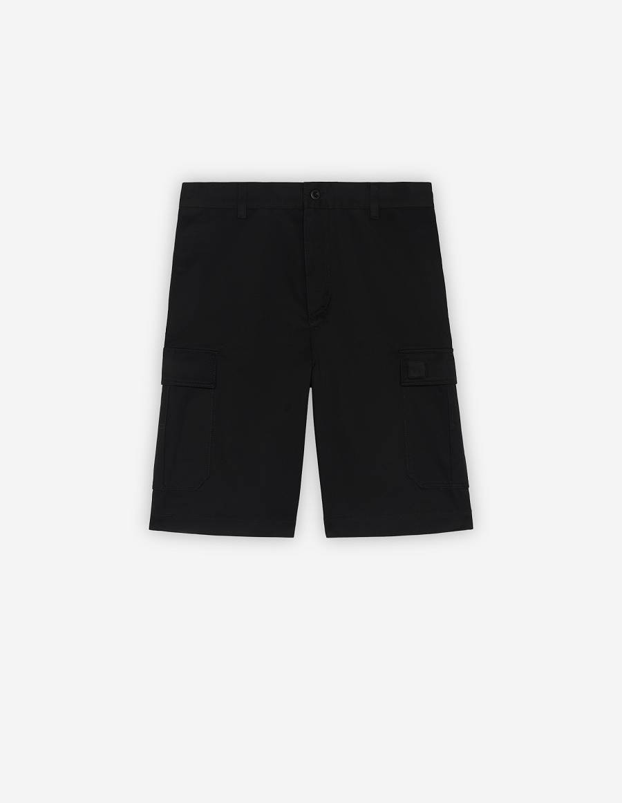 Black Men\'s Maison Kitsune Cafe Army Shorts | AU-X0145