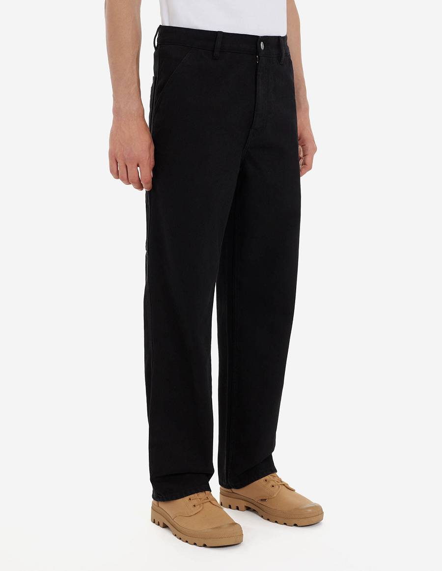 Black Men's Maison Kitsune Cafe Denim Worker Pants | AU-S0473