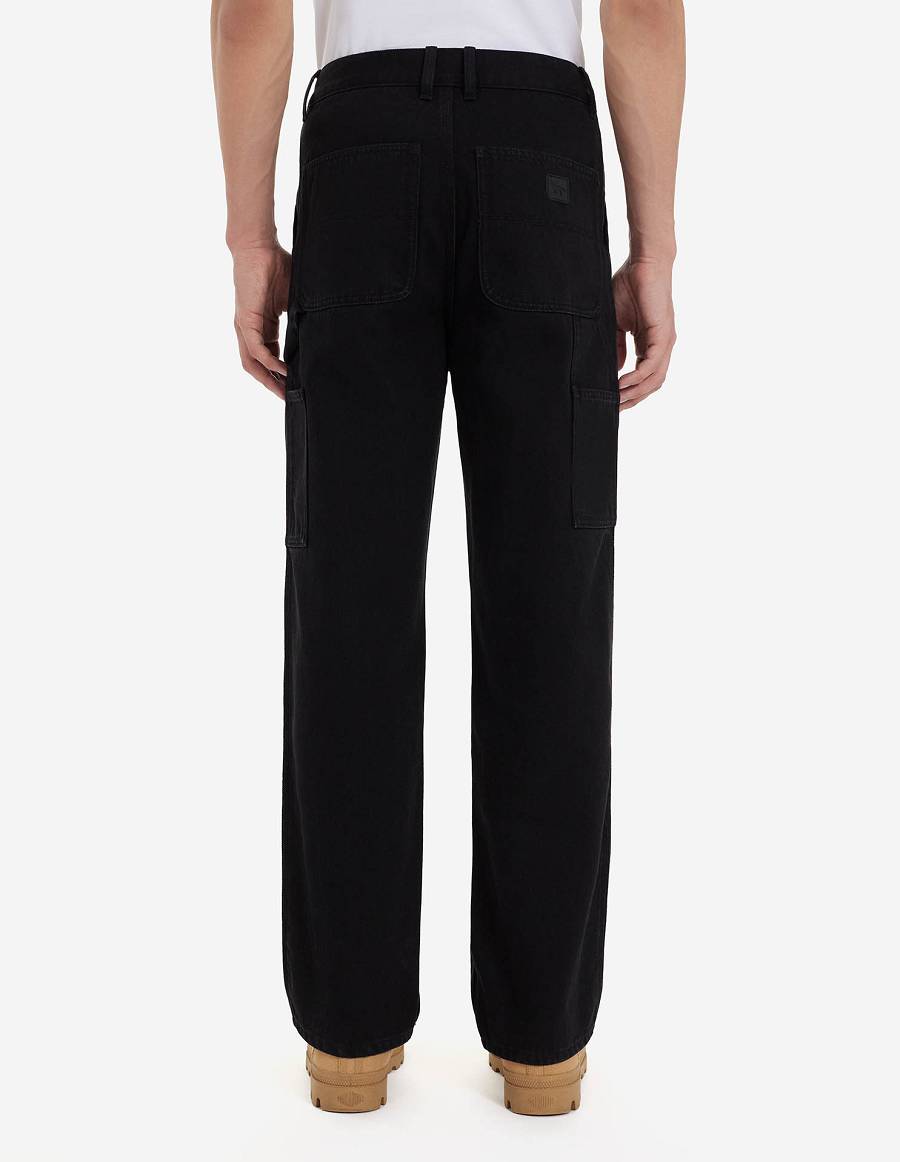 Black Men's Maison Kitsune Cafe Denim Worker Pants | AU-S0473