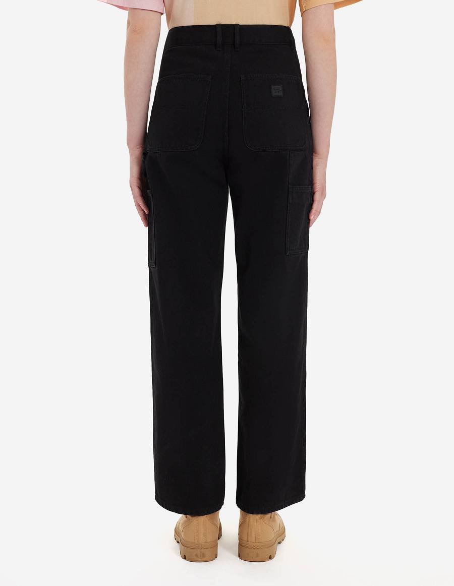 Black Men's Maison Kitsune Cafe Denim Worker Pants | AU-S0473