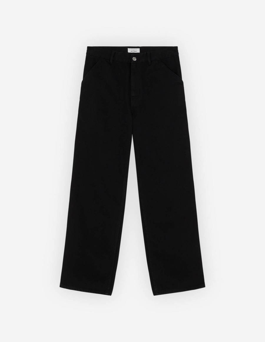 Black Men\'s Maison Kitsune Cafe Denim Worker Pants | AU-S0473