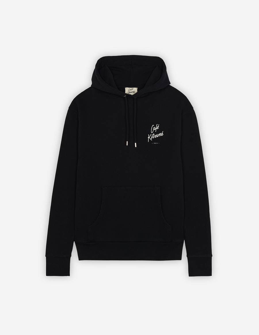 Black Men\'s Maison Kitsune Cafe Kitsune New Hoodies | AU-V0926